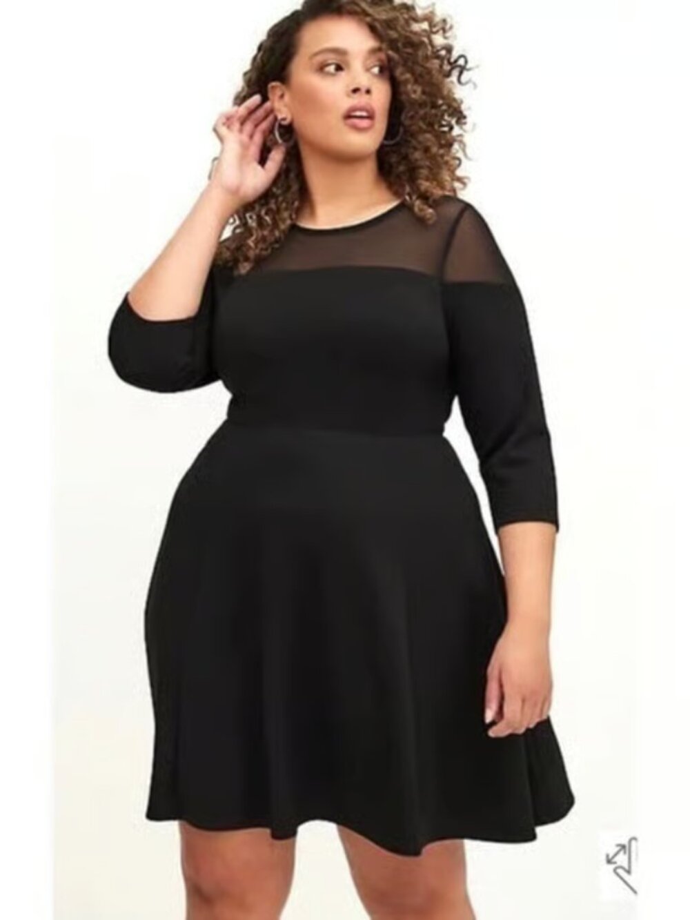 NWT Torrid Skater Mini Dress - Cupro & Mesh Black